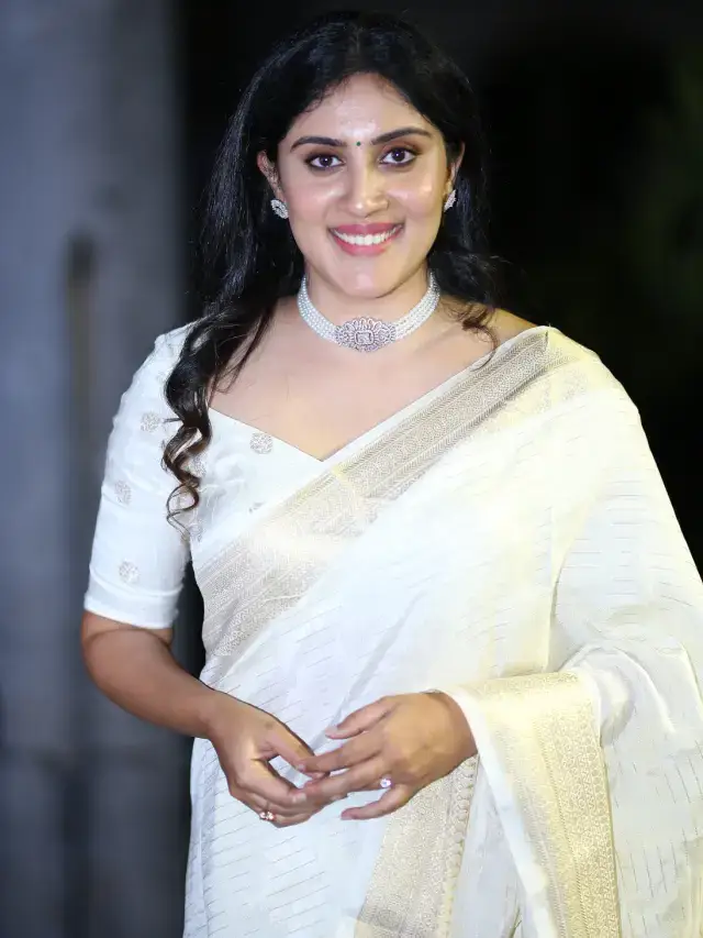 Dhanya Balakrishna Stills In White Saree Blouse